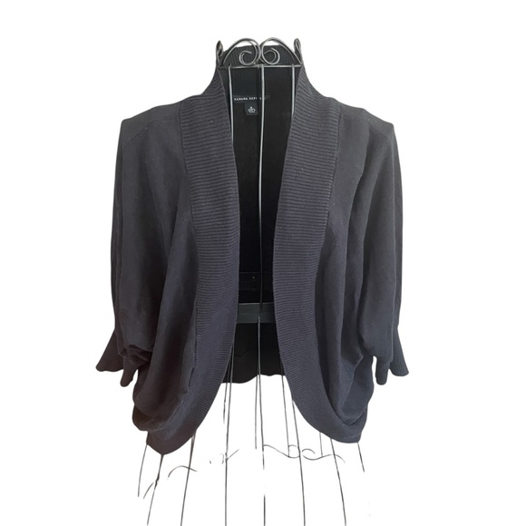 Banana Republic Black Silk Blend Open-Front Cardigan Women's Size M - Picture 1 of 7